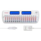 Cargador inteligente Tenergy TN438, 16 bahías, AA/AAA NiMH/NiCD con pantalla LCD y protección IC. - Miniatura 1