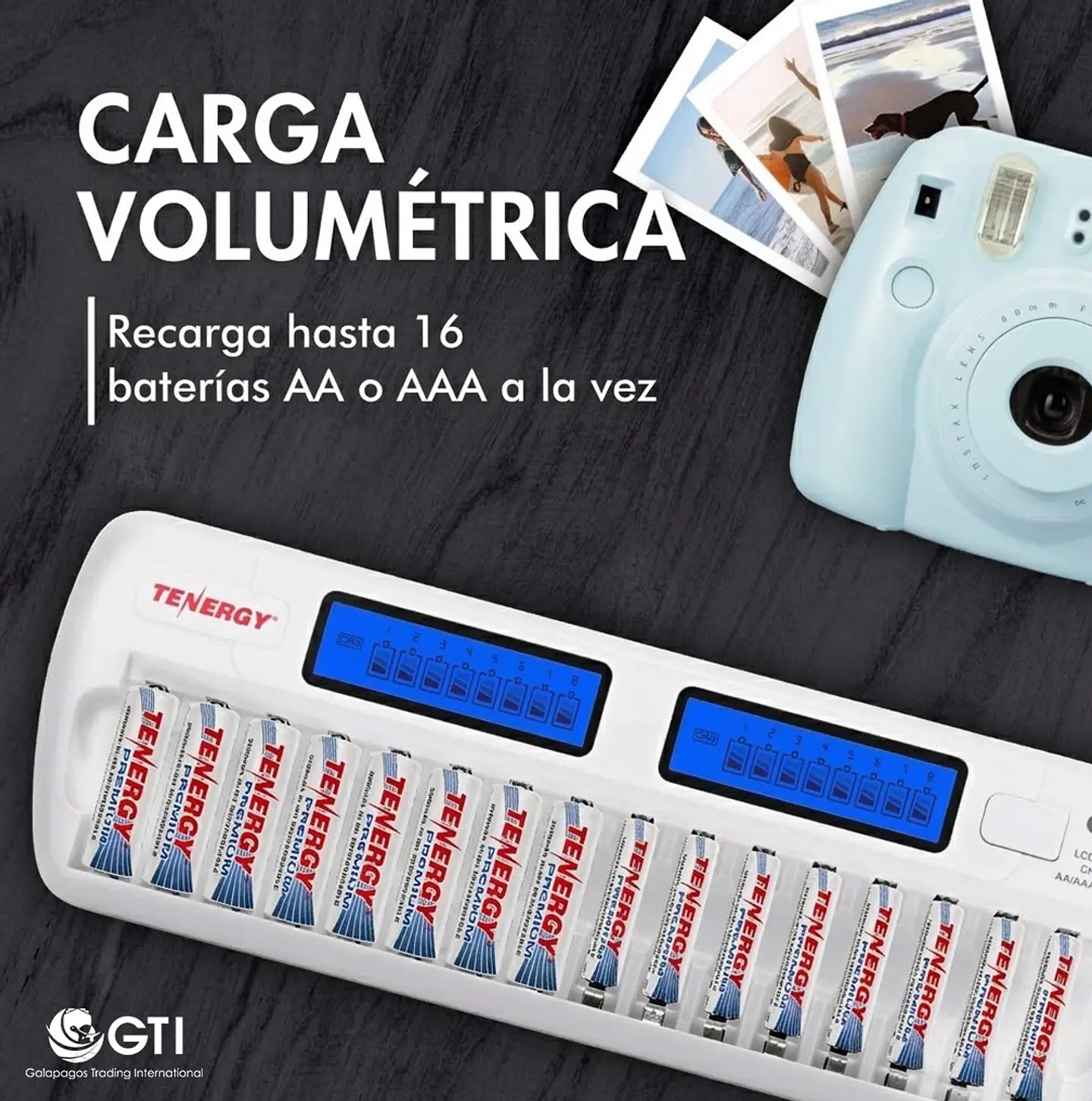 Cargador inteligente Tenergy TN438, 16 bahías, AA/AAA NiMH/NiCD con pantalla LCD y protección IC. 2
