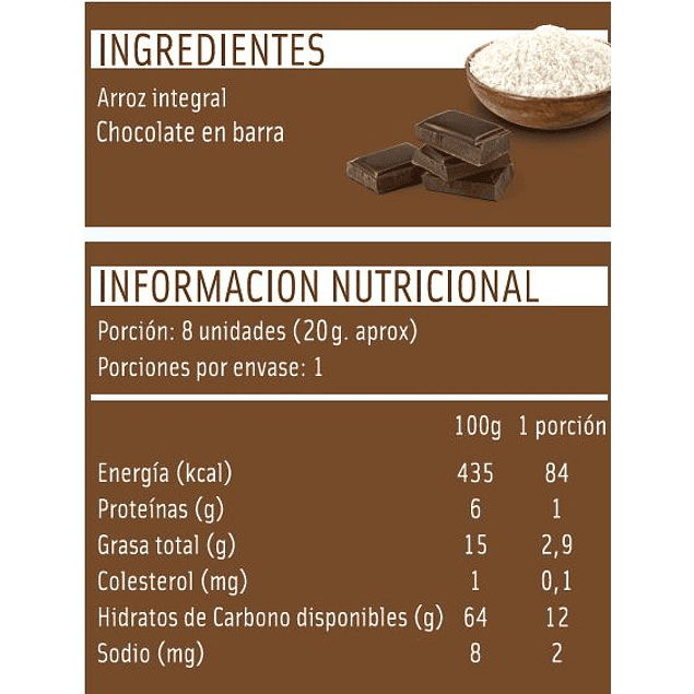Galletas de arroz Mizos Chocolate 20 Gr