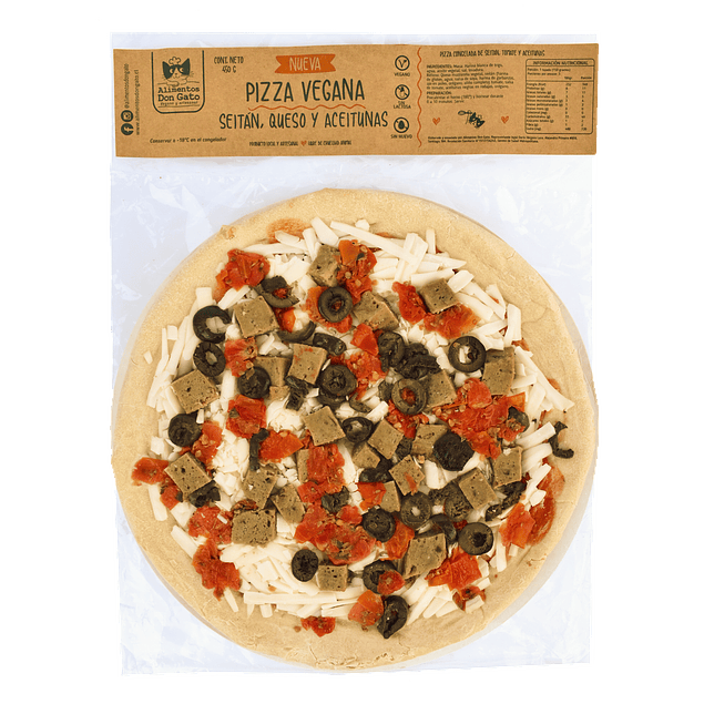 Pizza seitán, tomate, aceitunas 450g