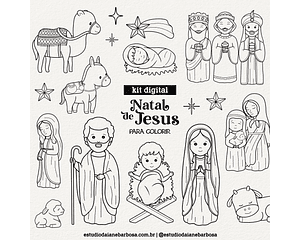 KIT DIGITAL NATAL DE JESUS PARA COLORIR