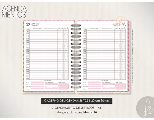 ARQUIVO AGENDAMENTOS SERVIÇOS 30MIN - MOLDES DA LÊ