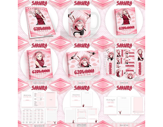 ARQUIVO ENCADERNAÇÃO KIT ESCOLAR SAKURA - PAMELLA