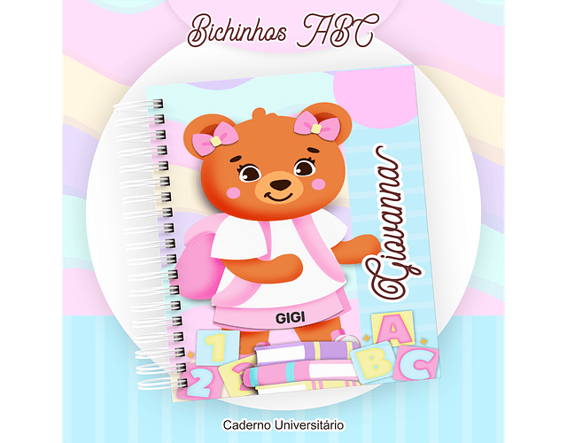 ARQUIVO ENCADERNAÇÃO KIT ESCOLAR BICHINHOS ABC MENINAS - PAMELLA