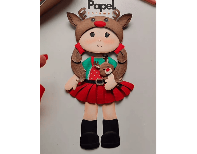 Arquivo Topo de Bolo Natal Boneca Rena Angelina - em camadas - Papel Caramelo