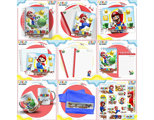 ARQUIVO ENCADERNAÇÃO KIT ESCOLAR SUPER MARIO - LINA CRIATIVA