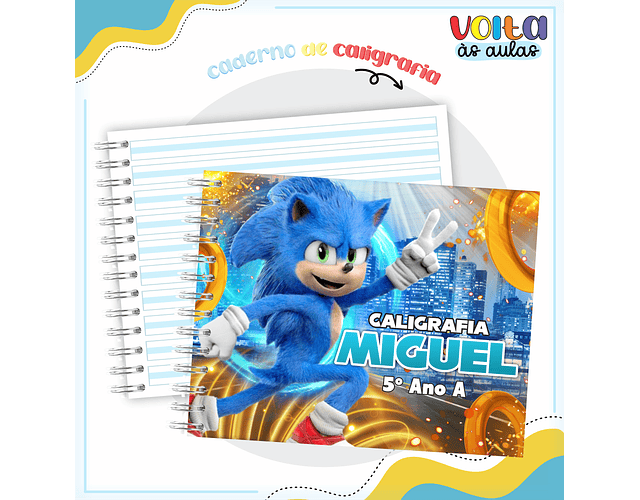 ARQUIVO ENCADERNAÇÃO KIT ESCOLAR SONIC - LINA CRIATIVA