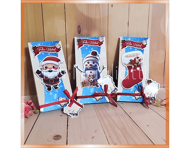 Arquivo de corte caixa para barra de chocolate natal papai noel - Iza Nagliatti