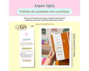 Arquivo de corte Folhetos cuidado com o produto - Estudio g19