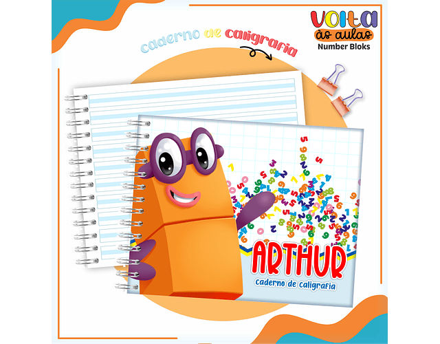 ARQUIVO ENCADERNAÇÃO KIT ESCOLAR NUMBER BLOCKS - LINA CRIATIVA