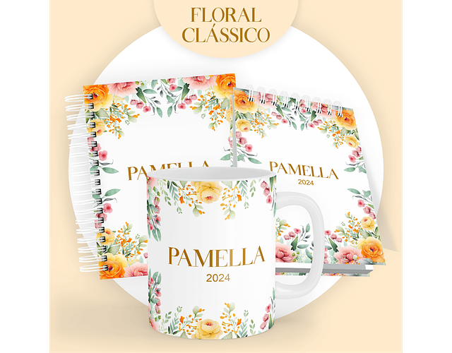 ARQUIVO ENCADERNAÇÃO COMBO FLORAL LARANJA 2024 - PAMELLA