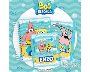 Arquivo Kit Saúde Bob Esponja Caderneta de Vacina, Cartão SUS e Porta Documento- PAMELLA