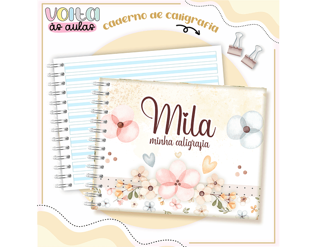 ARQUIVO ENCADERNAÇÃO KIT ESCOLAR FLORAL - LINA CRIATIVA