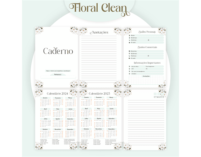 Arquivo Encadernação Agendas Combo Floral 2024 - Pamella