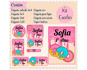 ARQUIVO ETIQUETA ESCOLARES DONUTS