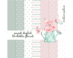 Kit digital borboleta floral