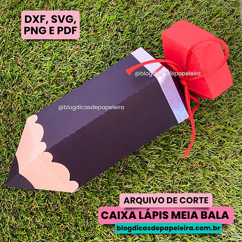 Arquivo de corte caixa lápis meia bala