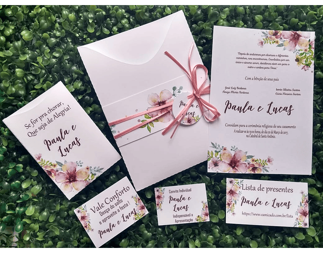 Arquivo de Corte Convite de Casamento Floral Rosa