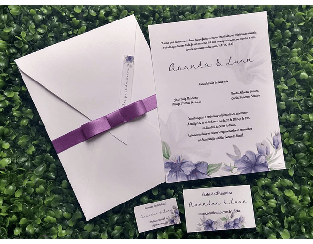 Arquivo de Corte Convite de Casamento Floral Lavanda