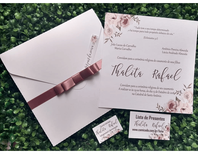 Arquivo de Corte Convite de Casamento Floral Rosa