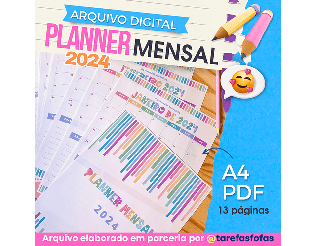 Arquivo planner mensal A4 - ilustracin