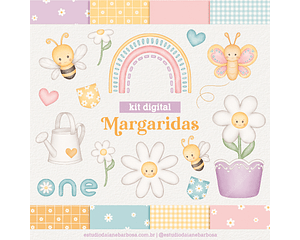 Kit digital clipart margaridas aquarela