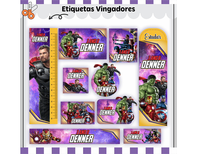 Arquivo encadernação kit escolar vingadores