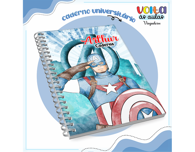 Arquivo encadernação kit escolar vingadores