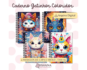 Arquivo caderno gatinhos coloridos