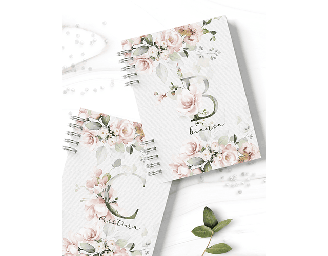 Arquivo Encadernação Caderno Floral Alfabeto Rosa