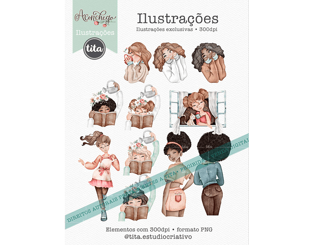 Kit Digital Combo Ilustrações Coleção Aconchego - tita