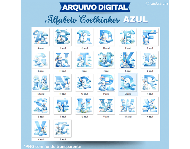 Kit Digital Alfabeto Coelhinho Azul - Ilustracin