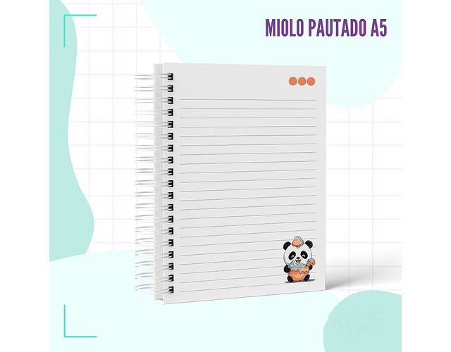 Arquivo caderno A5 panda comilão