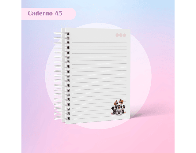 Arquivo caderno A5 cachorrinhos