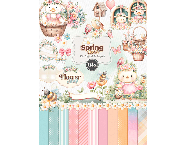 Kit digital Spring Time - Como Ilustrações e Papéis - tita