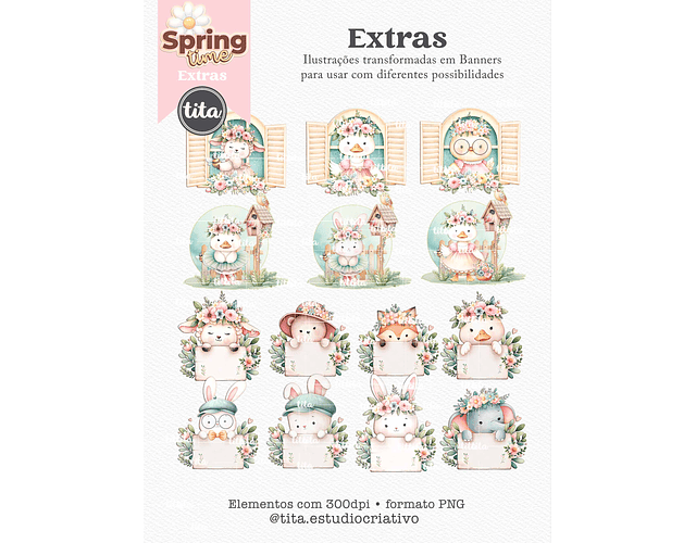 Kit digital Spring Time - Como Ilustrações e Papéis - tita