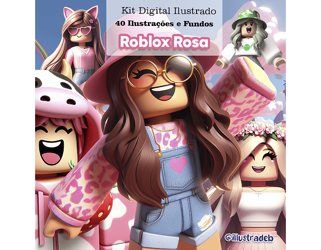 Kit digital Roblox Rosa - ilustradeb