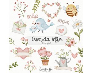 Kit Digital Querida Mãe Dia das Mãe - Estudio Lin