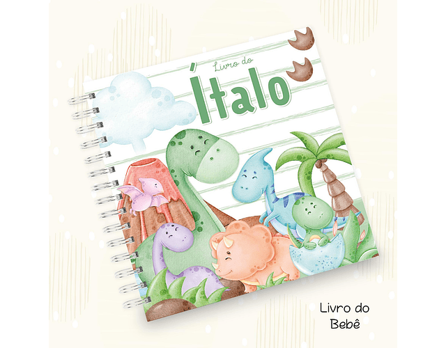 Arquivo Kit Encadernação Baby Dinossauro Cute Verde e Lilás - Fuxicando com Arte