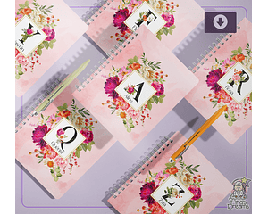 Arquivo Encadernação Caderno Alfabeto Floral