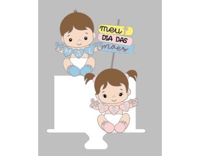 Arquivo Topo de Bolo Dia das Mães Bebês Gêmeos