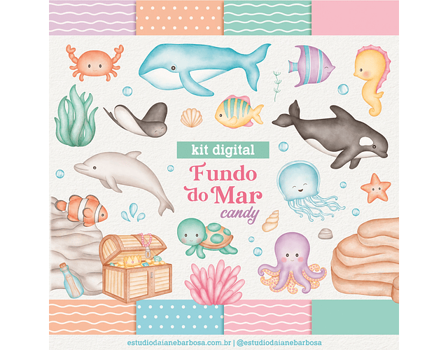 Kit Digital Fundo do Mar Candy - Daiane Barbosa