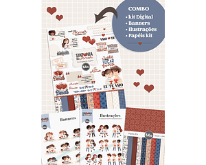 Kit Digital Sintonia do Amor - Combo Ilustrações e Papéis - TITA