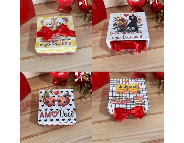 Arquivo Dia dos Namorados Caixa Quadrada 4 doces - GB Personalizados