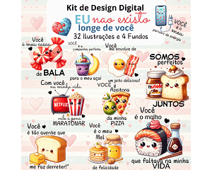 Kit Digital Dia dos Namorados Eu não existo Longe de Você