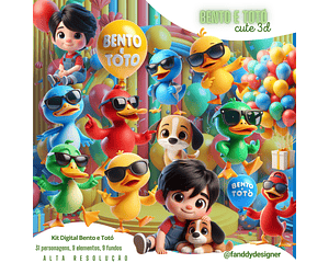 Kit Digital Bento e Totó Cute 3D