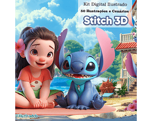 Kit Digital Lilo e Stitch 3D - ILLUSTRADEB