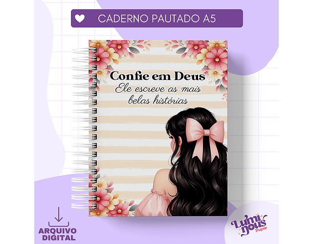 Arquivo Caderno Pautado A5 Confie em Deus - LUMINOUS