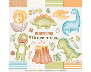 Kit Digital Dinossauros Aquarela