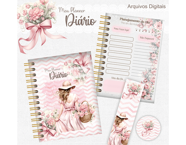 Arquivo Encadernação Planner Floral Rosê - ARTS CRYS